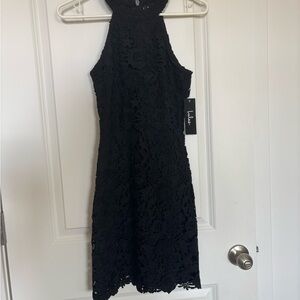 Lulu's Black Floral Lace Mini Dress